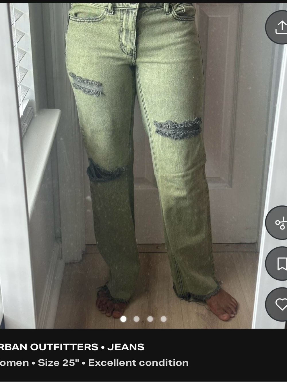 Urban Outfitters Olive Green Distressed Straight-Leg Jeans